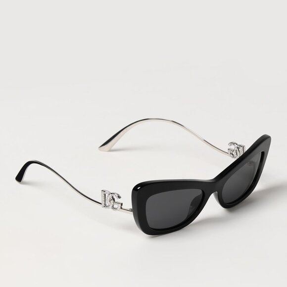 NEW DOLCE & GABBANA DG4467B Cat Eye Sunglasses - Black Frame, Dark Grey Lenses